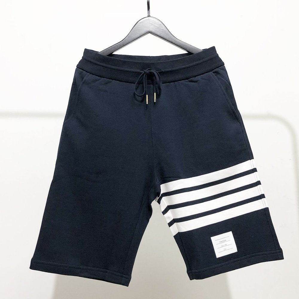 Thom Browne Navy Four Stripes Knitted Sports Shorts